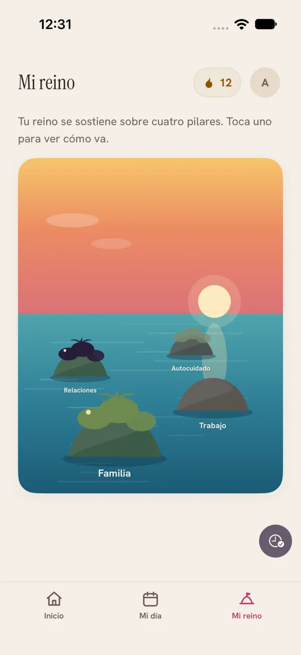 Tu reino en Unomi: cuatro islas al atardecer